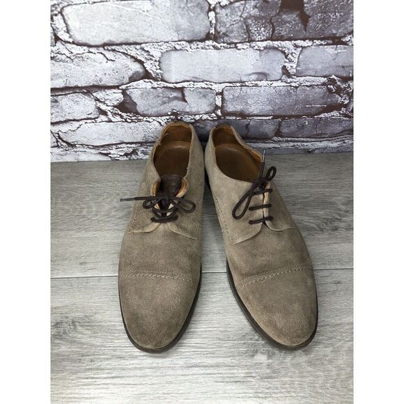 Experience Taupe Suede Leather Oxfords Cap Toe Casual Shoes Men’s Sz 42EU/9M US - Picture 4 of 16